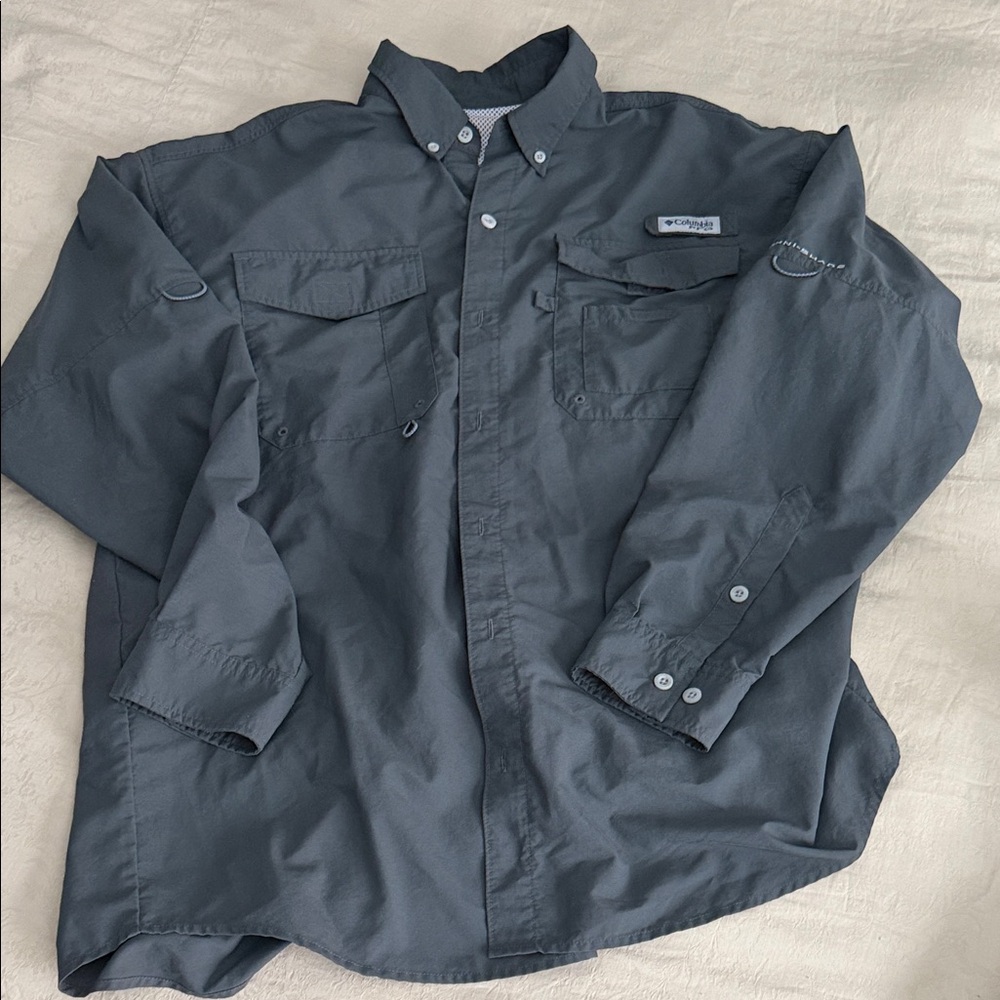 Men's Charcoal Button-Up Shirt Jacket